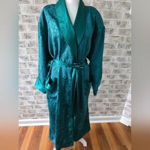 Vintage Victoria's Secret GOLD LABEL Emerald Green Robe & Tie Size Petite Small